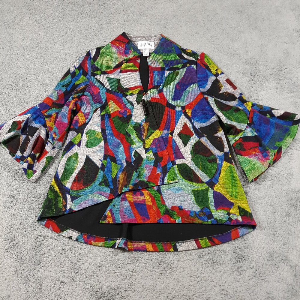 Joesph Ribkoff Cardigan Sweater Womens‎ Size 6 Colorful Abstract Artwork